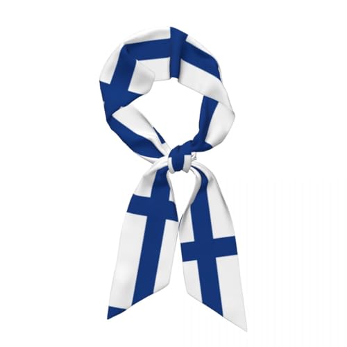 Stylish Silk Feel Bandana for Women,Finland Flag Print Colour Pattern,Narrow Headscarf Simple Designs,Handbag Handle Wrap Ribbon Neckerchief Scarf,Hair Neck Accessory Gifts for Ladies Girls