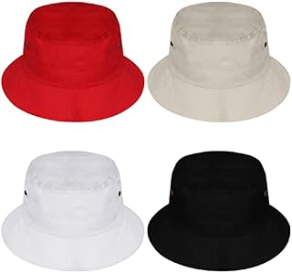 BELLE VOUS Cotton Bucket Hat Set (4 Pack) - Foldable Unisex Sun Hat for Men and Women - Outdoor Packable Cap for Summer Travel/The Beach - Casual Fishermans Hat Ideal for Hiking/Camping Multi