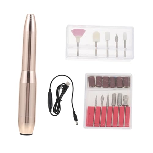 VILLFUL Kit de Polisseuse à Ongles Électrique USB Portable avec Têtes de Ponçage Trimmer de Manucure Compacte Accessoires pour Salon et Usage Maison