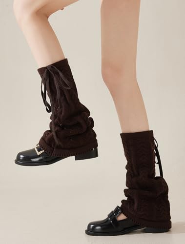 Image of YELAIVP Women's Leg Warmers Knit Kawaii Y2K Harajuku Leg Warmers with Adjustable String for Women Lolita Accessories