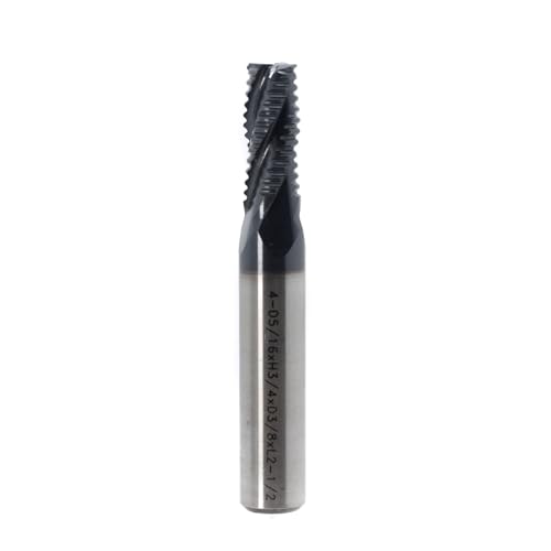 Image of Roughing End Mill JESTUOUS HSS Square Nose 4 Flute Fine Tooth Bit 3 /8 inch Shank Dia. 3 /4 inch Flute Length for Milling Metal Steels,1 Piece