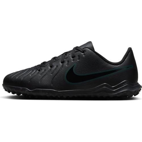 Nike Jr. Tiempo Legend 10 Club Little/Big Kids' Turf Low-Top Soccer Shoes (DV4355-002, Black/Deep Jungle/Black) Size 5.5