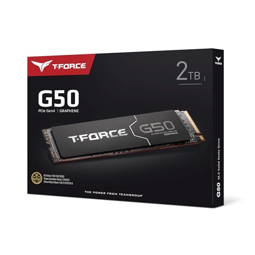 Image of TEAMGROUP T-Force G50 2TB SLC Caching 3D TLC NAND NVMe InnoGrit PCIe Gen4x4 M.2 2280 Gaming SSD with Ultra-Thin Graphene Heat Spreader Works with PS5 Read /Write 5000 /4500 MB /s TM8FFE002T0C129