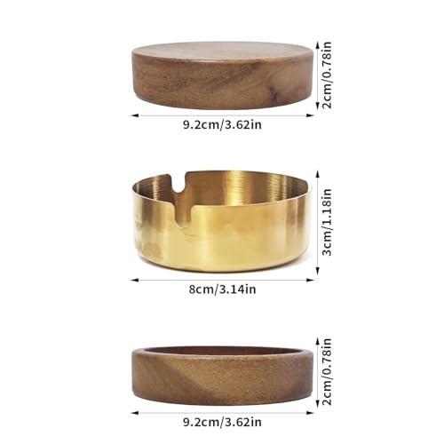 Aschenbecher für Draussen Holz 90mm, RUNEAY Nussbaum Aschenbecher mit Deckel und Herausnehmbare Edelstahl Auskleidung, Aschenbecher für Auto Büro Wohnzimmer, Geschenke für Männer, Opa, Papa, Ehemann