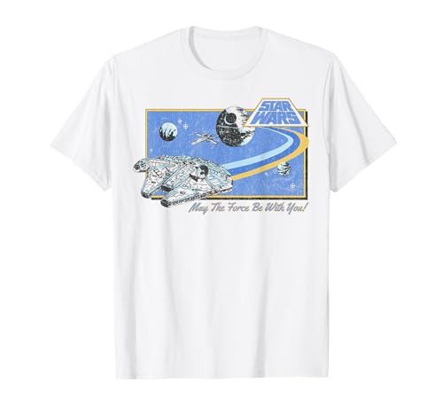 T-shirt Star Wars Vintage Falcon vintage en coton col rond pour homme et fan de la saga