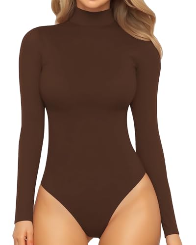 MANGOPOP Women's Crew Neck Bodysuit - Short Or Long Sleeve T-Shirt Style With Snap Closure