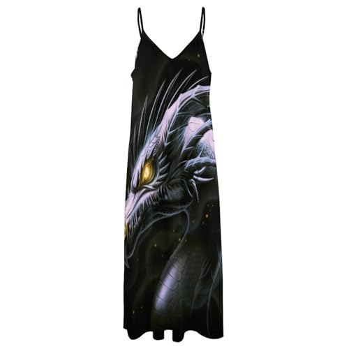Robe longue dragon violet pour femme d'été maxi de plage