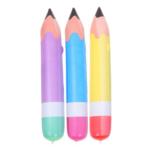 WESIEVYA 3個の巨大な鉛筆風船、特大の膨らませる鉛筆、男の子と女の子のパーティーの装飾、PVC鉛筆のおもちゃ、リアルな形状