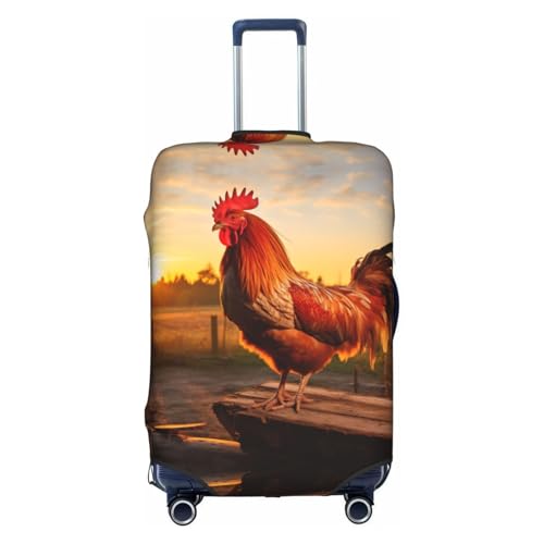 Rooster on Wood in Farmland Print Pretty Practical Washable Carry on Luggage Sleeve Large Suit Case Cover