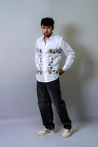 Image of The Tribal Fair Men's Shirt Ethnic Printed Casual Regular Fit Lightweight Breathable Comfortable Fabric Full Sleeve Stylish Shirt for Men