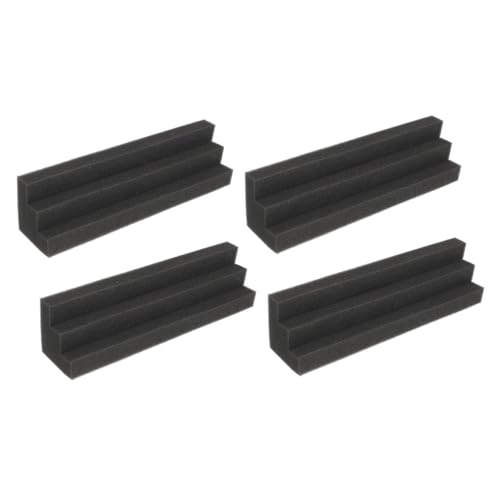 4 piezas paneles acústicos negros en cuña con esponja de alta densidad para absorción de sonido y tratamiento de paredes para home theater, estudio y grabación miniatura 1