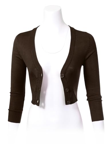 Image of Allsense Women's Cropped Bolero Shrug Cardigan | 3 /4 Sleeve, Button Down, Lightweight Knit Sweater