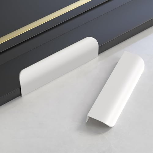Image of Goldenwarm White Cabinet Handles 3 Inch 10 Pack, Finger Pulls for Cabinets, Edge Pull for Dresser Drawers, Aluminum Alloy, Modern Kitchen Hardware for Dresser Bathroom Closet and Cupboard