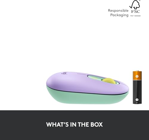 Logitech POP Mouse, Wireless Mouse with Customizable Emojis, SilentTouch Technology, Precision/Speed Scroll, Compact Design, Bluetooth, Multi-Device, OS Compatible - Daydream Mint