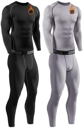 2 Packs Compression Set Men Thermal Underwear for Men Long Johns ...