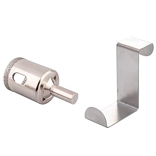 Juego de 5 brocas centradoras de diamante para perforar azulejos, con 2 ganchos de acero inoxidable para armarios de cocina y ropa — Color: Plata miniatura 1