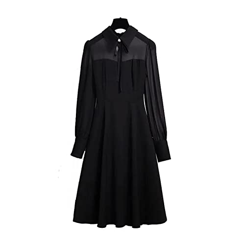 YOWEIN Style de robe petite robe noire printemps et été lumière style familial couture maille grande taille robe décontractée (taille : S)
