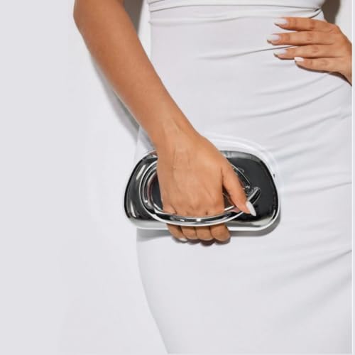 Image of Women Evening Clutch Purse Metal Handle Acrylic Purse Unique Shoulder Bag Causal Handbags for Bride Party Wedding