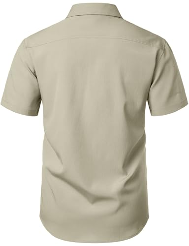 Image of JEMITOP Mens Stretch Wrinkle Free Texture Shirts