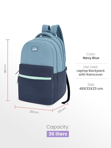 Image of Genie Marshmellow School Backpack For Girls |19 Inch-36 Litres With Laptop Sleeve, Rain cover, Three Compartments, |Best for Books, Water Bottles, Stationery, Laptop, Lunch Box & Essentials-Navy Blue