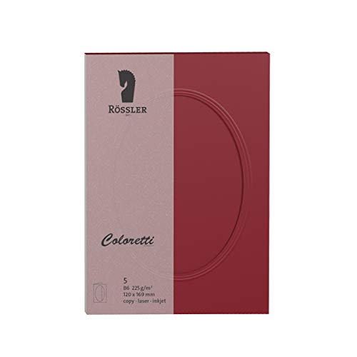 Rössler coloretti Cartes B6, Passe-partout ovale, Lot de 5 Rouge