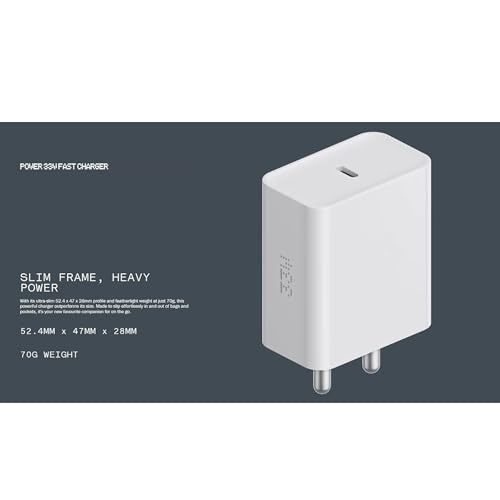 Image of Original 33w | High Speed Charging Adapter | Advanced Safety System Built-in | Compatible with Nothing Phone 2a Phone 1 CMF Phone 1 CMF Buds Ear Stick Watch Dock & More | Adapter Only