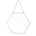 Dahey Hanging Wall Mirror Decor Small Gold Hexagon Mirrors for Home Bathroom Bedroom Living Room,11.81"X10.24"