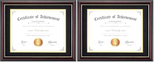 Image of ELSKER&HOME 8.5x11 Diploma Frame with Black Mat,Real Wood Mahogany (Pack of 2)