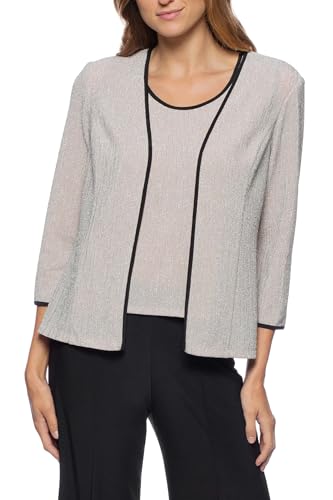 Marina Scoop Neck Sleeveless Metallic Glitter Knit Twinset Blush Black/M, Medium