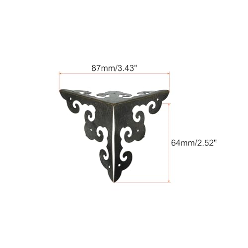 Image of uxcell 12 Pcs Decorative Box Corner Cover, 64mm Metal Edge Guard, Furniture Corner Edges Protector with Screws, Bronze