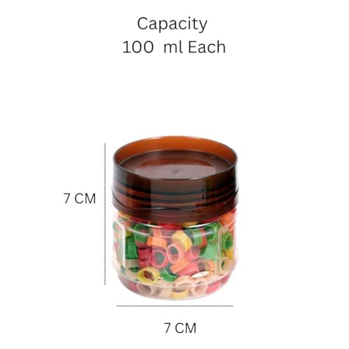 Image of 100ml Airtight BPA-Free Plastic Container for Spices & Masalas - Leak-Proof Small Kitchen Storage Jar - Stackable, Transparent, Odor-Free, Food Grade Spice Box for Pantry Organization Set of 6