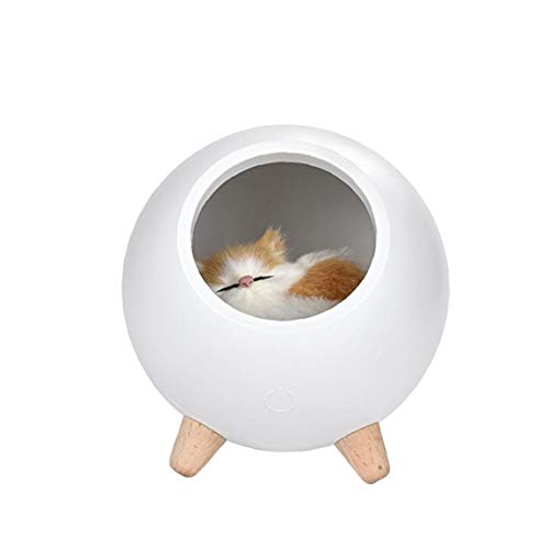 Preisvergleich Produktbild Deanyi Mini-Nachtlicht reizende Haustier-Haus-lumineszierend-Lampe Simulation Katze Nachttischlampe Kugel-Licht-lumineszierend Noten-Lampe 1PC Weiß