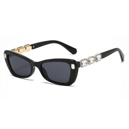 bullabulling Y2K Square Sunglasses for Women Vintage Butterfly Sparkling Crystal Trendy Retro Sunglasses