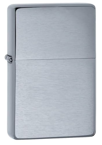 Image of Zippo Metal Vintage Brushed Chrome Without Slashes, Silver, Pocket Fuel, Windproof Premium Lighter (BIS Certified)