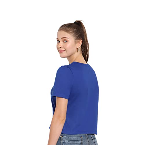 Image of Bewakoof Women Hashtag Blue Puff Sleeve T-Shirt