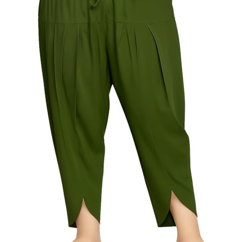 Image of Loose Fit Rayon Dhoti Tulip Pants for Women Patiala Salwar Bottom Wear Harem Pants, Waist Free Size (28 Inch to 42 Inch)