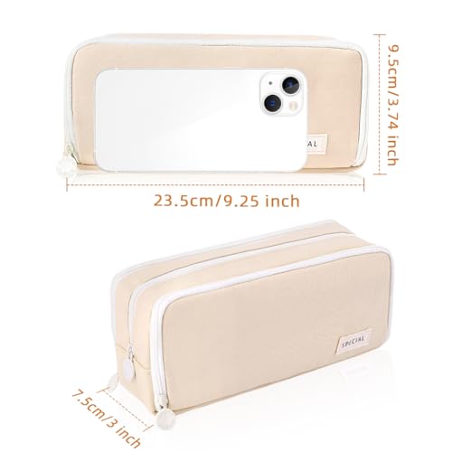 Image of iSuperb 3 Compartments Pencil Case Pouch Big Capacity Pencil Organizer Canvas Holder Oxford Stationery Storage Kids Teen Girls Boys Student School Supplies Cosmetic Makeup Bag