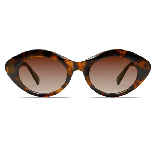 Image of VANLINKER Polarized Trendy Thick Oval Round Sunglasses for Women Retro Shades VL9825