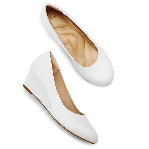 Image of mysoft Women's Wedge Pumps Low Heel Closed Toe 2in Dress Shoes