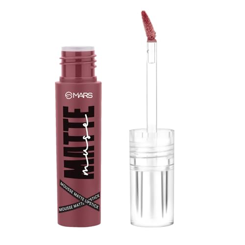 Image of MARS Matte Muse Mousse Lipstick (3ml) (17-GLAM GODDESS) with Doe-Foot Applicator | Highly Pigmented | Smooth Texture | Hydrating Formula | Blurry Lips Effect
