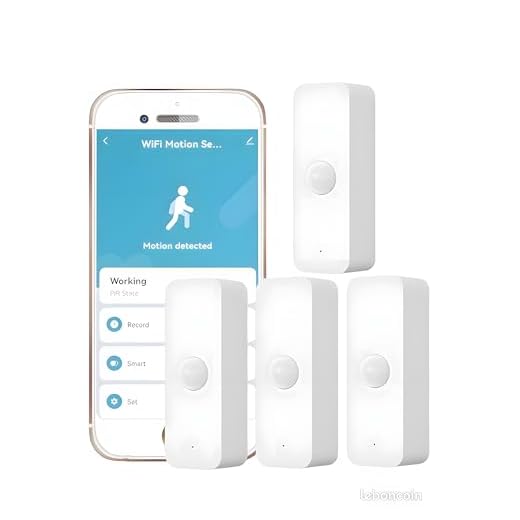 Rilevatore di movimento WiFi intelligente per la sicurezza domestica, sensore di movimento wireless con app di monitoraggio a distanza, controllo vocale compatibile con Alexa (set di 4)