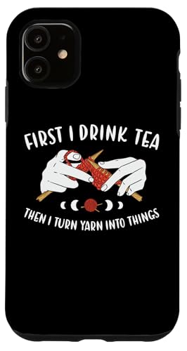 まずコーヒーを飲み、それから糸をモノの編み物に変えます。 スマホケース iPhone 11 用