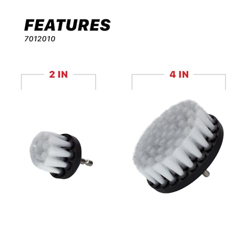 Image of Maxshine Universal M8 Light-Duty Soft Leather & Fabric Brush Drill Attachment - White Scrub Brush Kit for Fabric, Leather, Upholstery, Convertable Top & Seats - Removes Grime, Stains, Dirt & Buildup