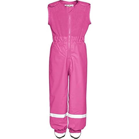 Playshoes Regenanzug für Kinder, Regen-Overall mit Fleece Latz, Wassersäule: 5000 mm, Rosa (18 Rosa ), 80 Cover