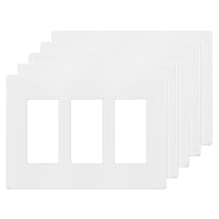 ENERLITES SI8833-W Lichtschalter Abdeckung, schraubenlose Wandplatte, kindersichere Abdeckung, Größe 11,9 cm H x 16,6 cm L, unzerbrechliches Polycarbonat-Thermoplast, glänzend, Weiß