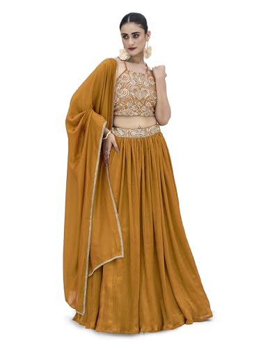 Image of PURVAJA Women's Silk Semi-Stitched Lehenga choli