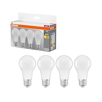 Osram LED Base Classic A Lampe in Kolbenform mit E27-Sockel nicht dimmbar Ersetzt 60 Watt Matt Warmweiss - 2700 Kelvin 4 St&uum