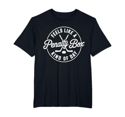 Funny Hockey Feels Like A Penalty Box Kind of Day Fan T-Shirt, Men's Big and Tall, Black, 6X Tall