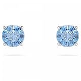 Swarovski Stilla Attract Stud Earrings, Blue Round-Cut Crystals in a Rhodium-Finished Setting, Part of the Swarovski Stilla Collection