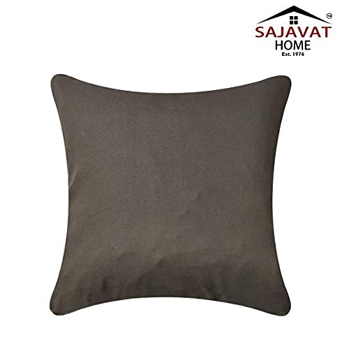 Image of SAJAVAT HOME CC78 Cotton Stripe Khadi Print Cushion Cover (Pack of 1) 18x18 INCHES /45x45 cm Blue & Off White (Cedar Brown, Cotton)